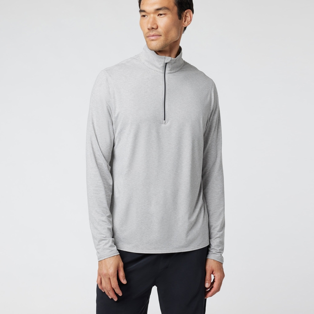 Vuori Heather Light Gray Quarter-Zip Pullover